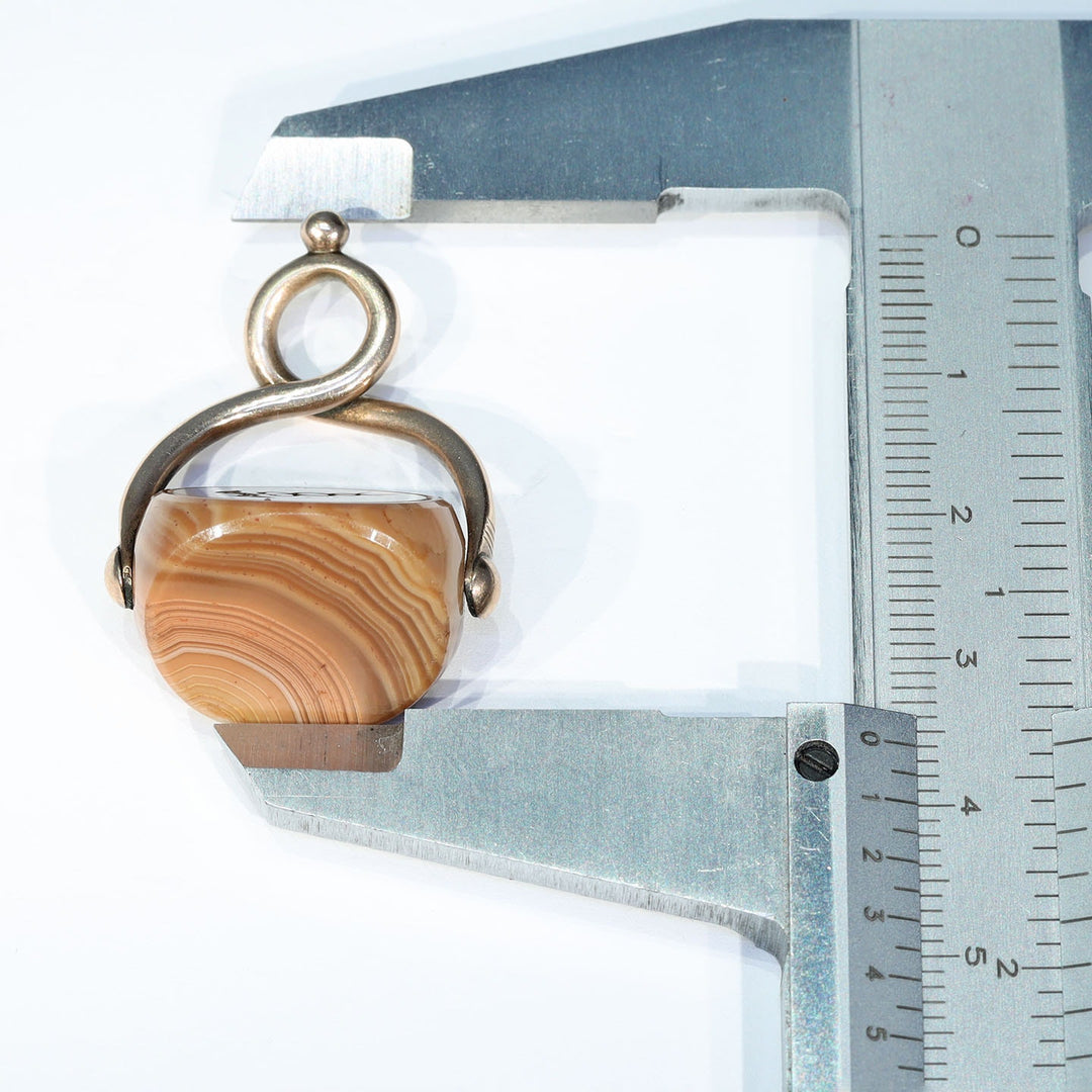 Victorian Gold Three Sided Agate Caduceus Spinner Fob, c. 1870