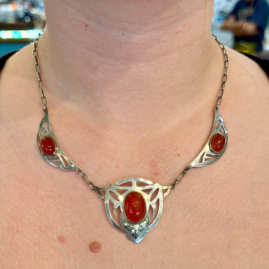 Art Silver Shop Chicago Arts & Crafts Silver Carnelian Necklace 