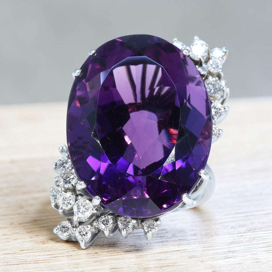 41.87 carat Siberian color amethyst diamond cocktail ring