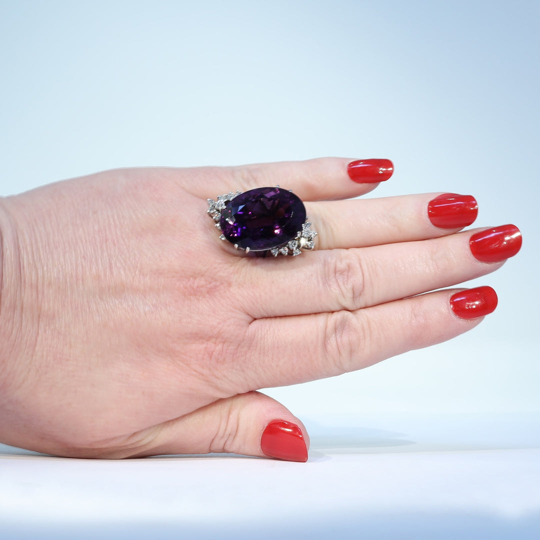 Birmingham 2000 hallmarked white gold amethyst ring