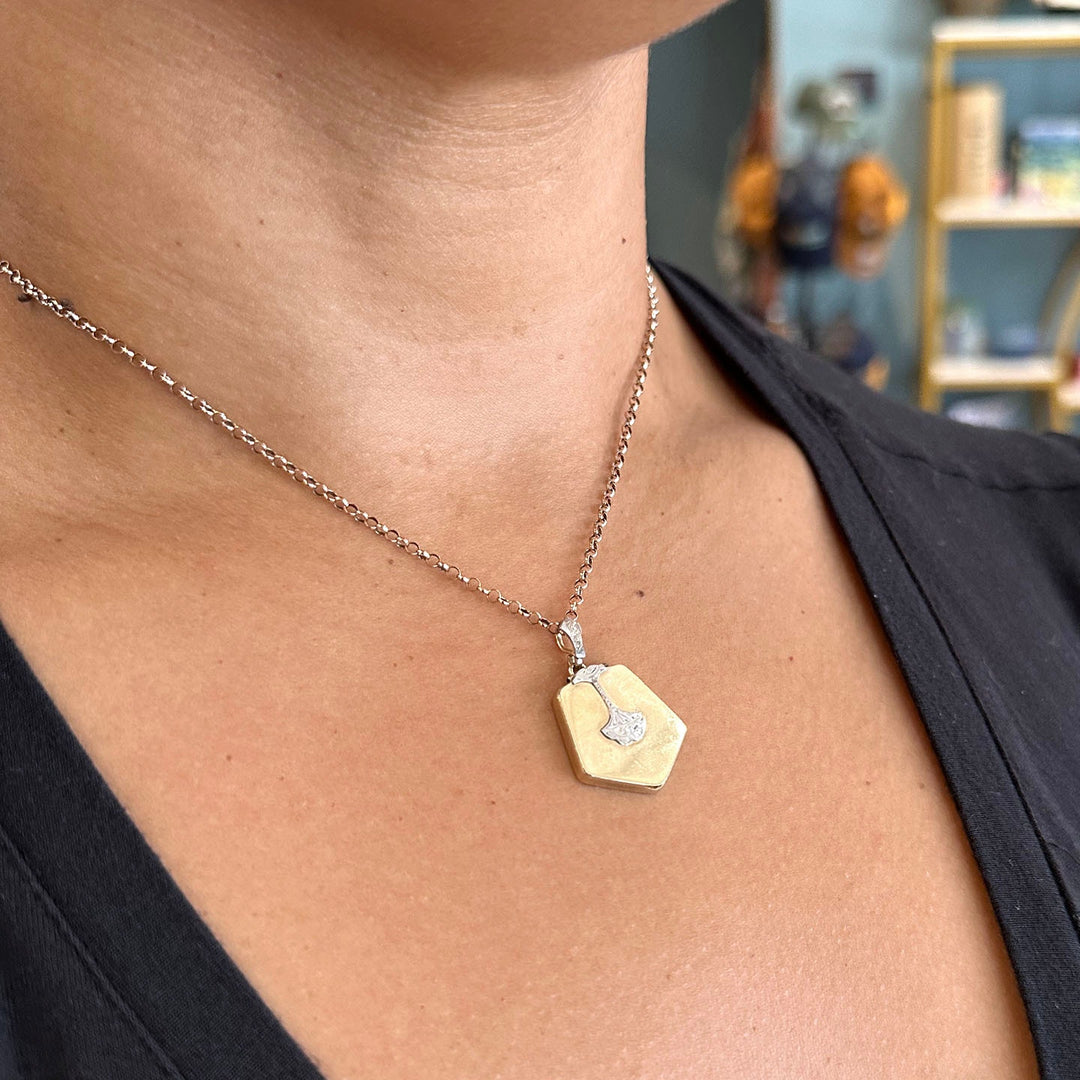 Antique Gold and Palladium Engraved Locket c. 1920
