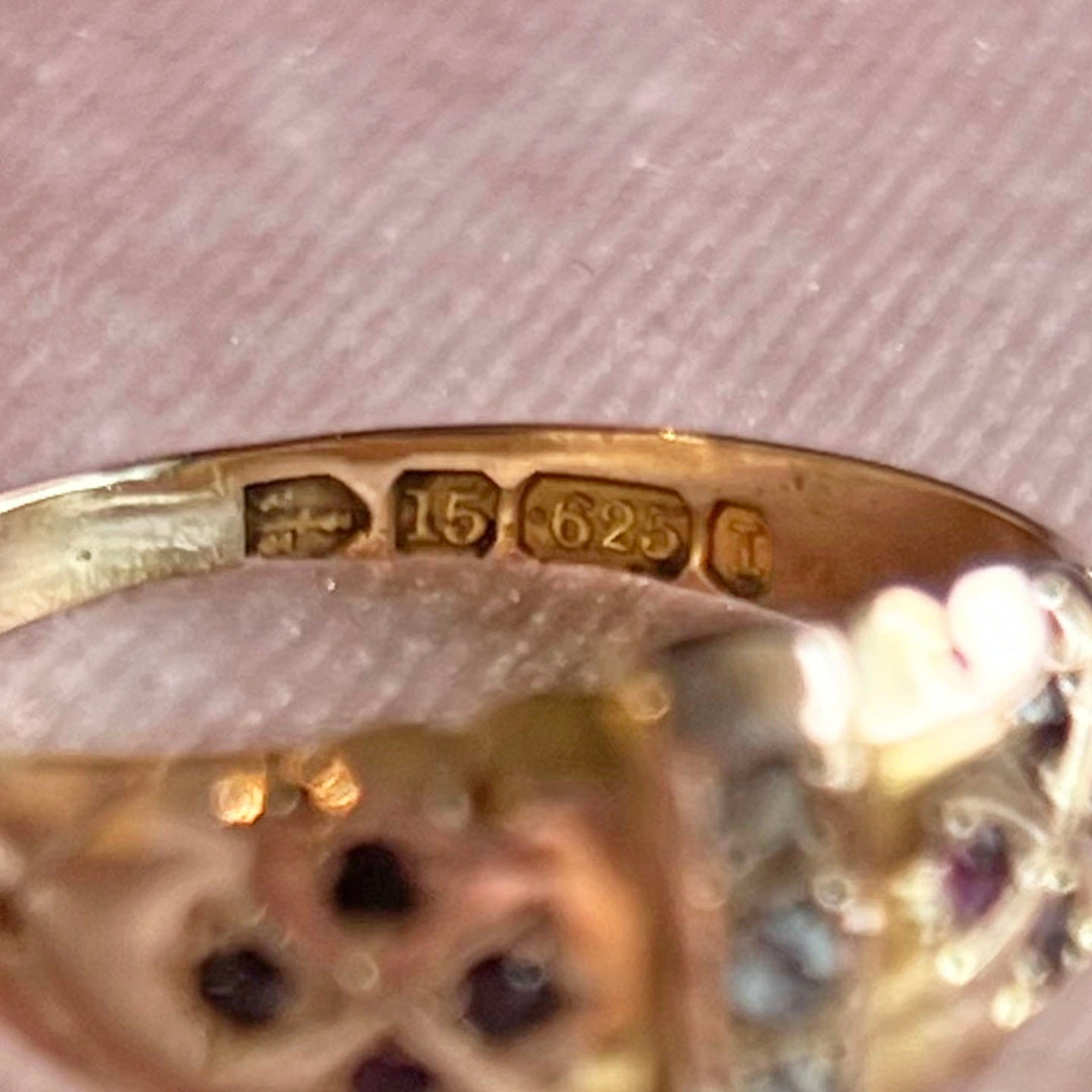 Antique Victorian Ring Gold Ruby Diamond, Chester 1892