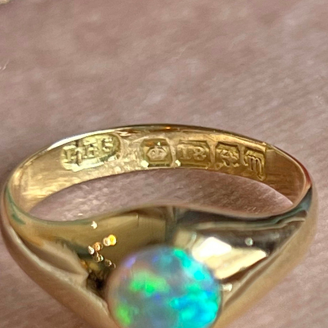 Antique Edwardian Opal Ring 18k Gold, Birmingham 1911