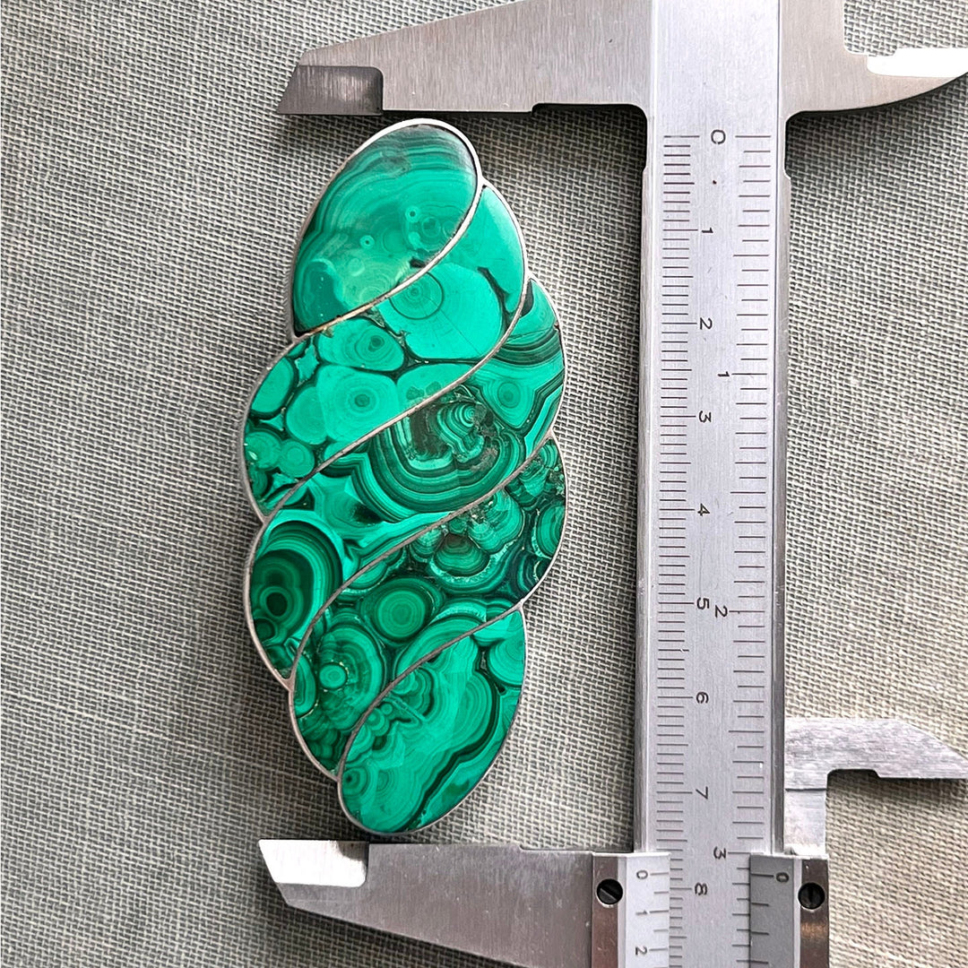 Antique Victorian Silver Malachite Brooch, Large Scottish Style Malachite Brooch c.1880
