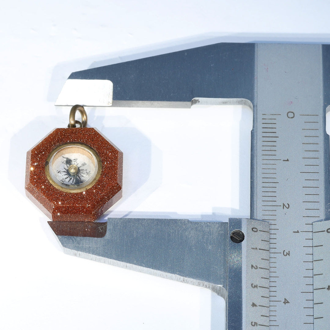 Antique Victorian Goldstone Compass Pendant c. 1880