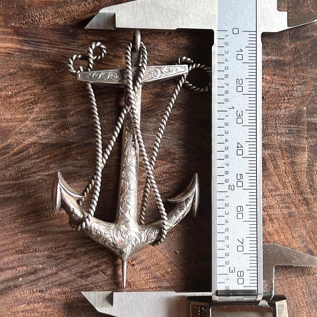Antique Victorian Sterling Silver Anchor Brooch by Cronin & Wheeler, Birmingham 1846