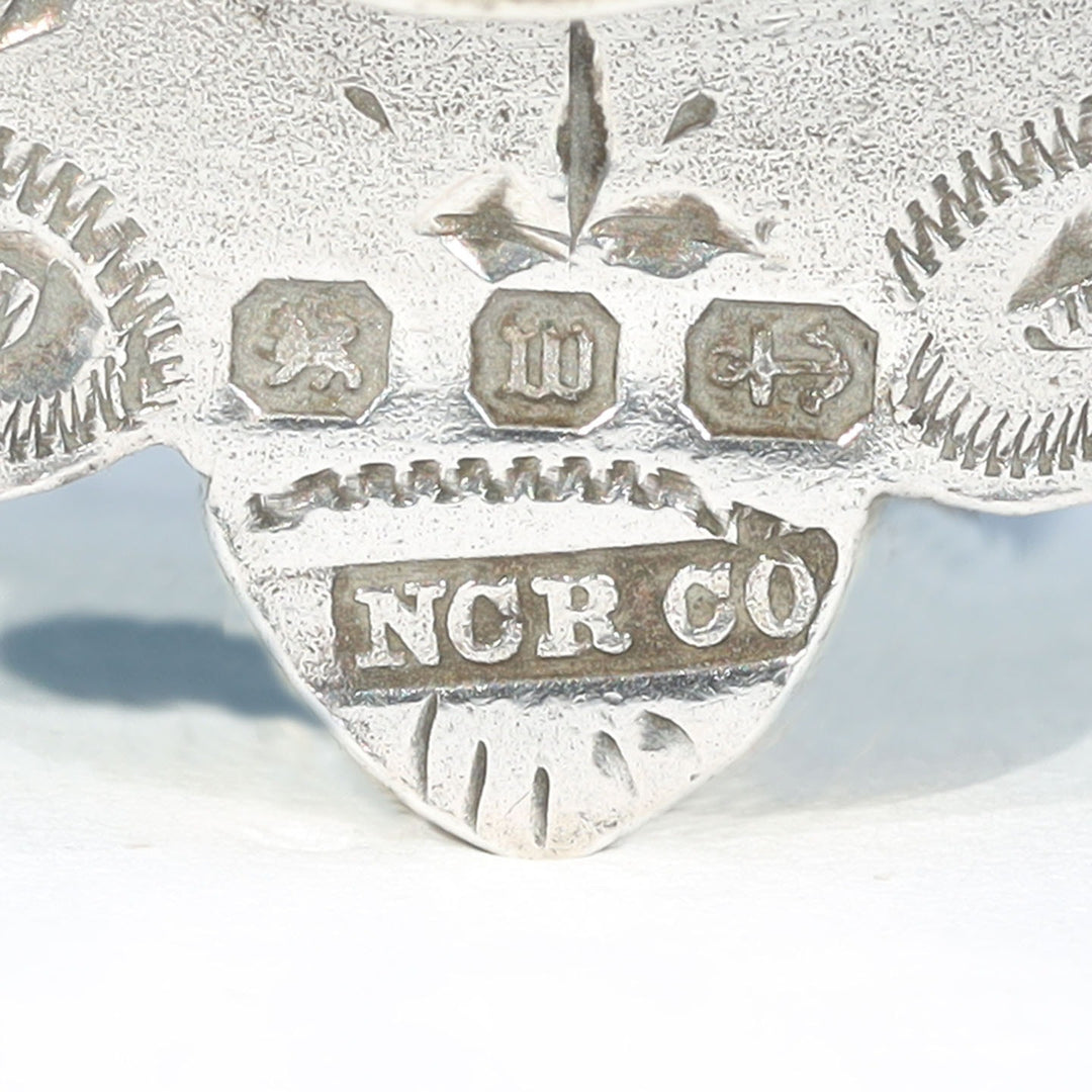 Antique Victorian Sterling Silver Engraved Compass Pendant dated 1896