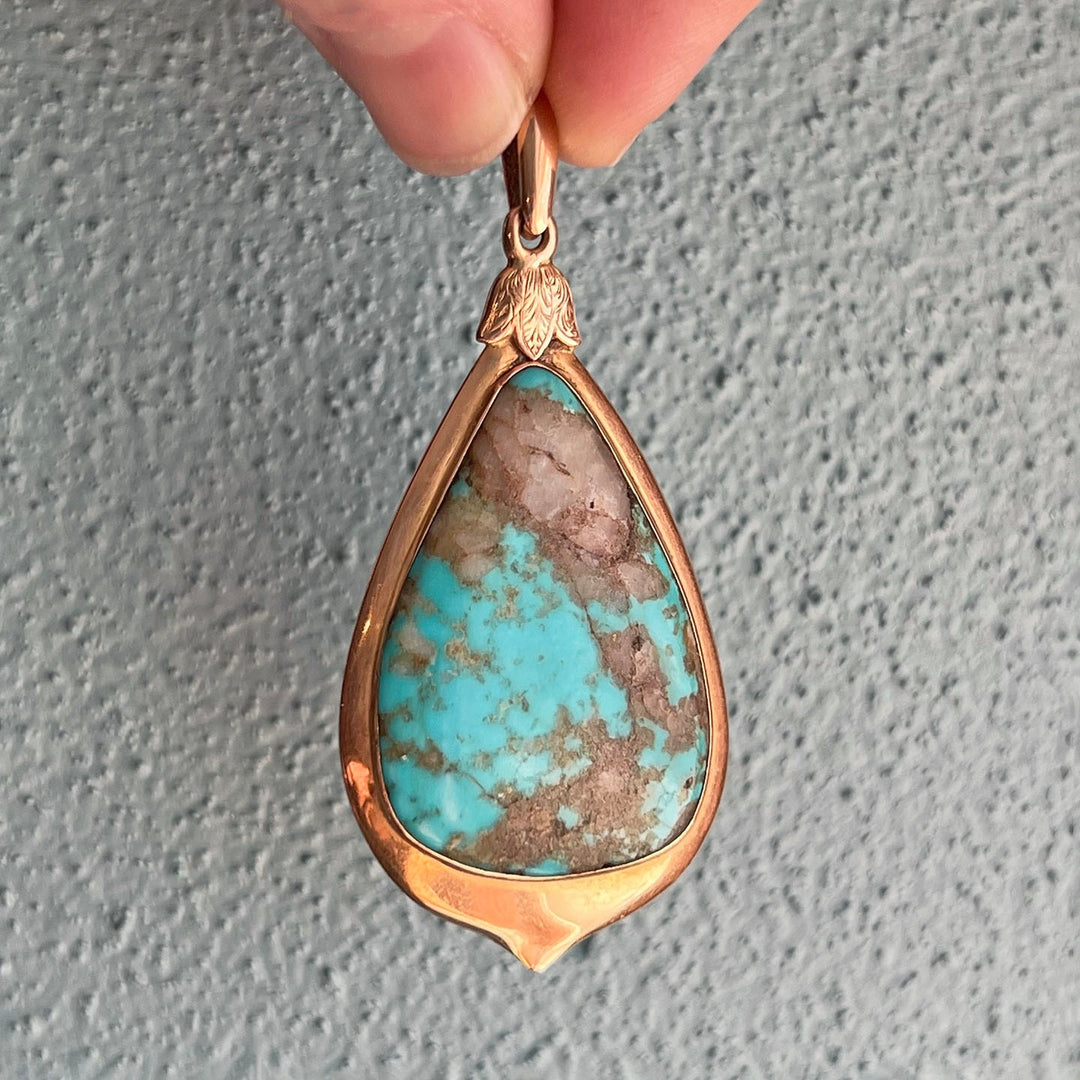 Antique Victorian Gold Turquoise Pendant c.1880