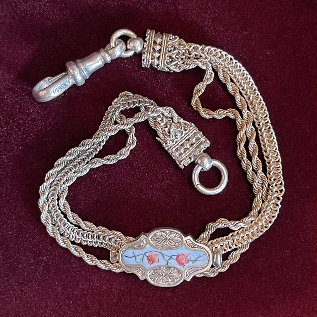Victorian Silver and Enamel Albertina Bracelet, c. 1880
