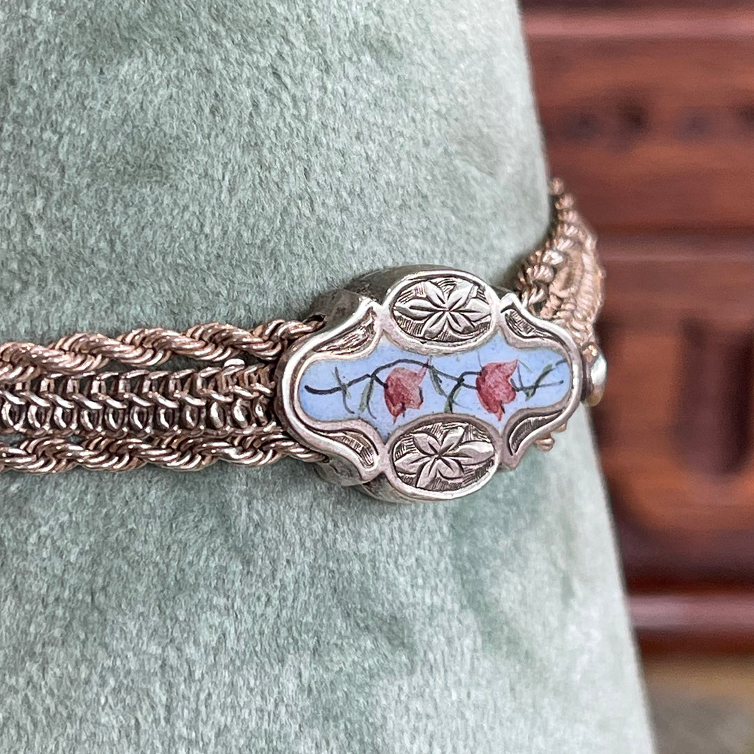 Victorian Silver and Enamel Albertina Bracelet, c. 1880