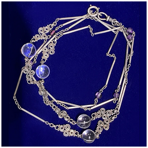 Antique Arts and Crafts Silver Amethyst Pools of Light Chain Necklace