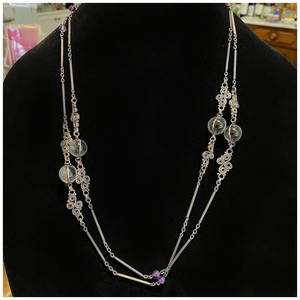 Antique Arts and Crafts Silver Amethyst Pools of Light Chain Necklace