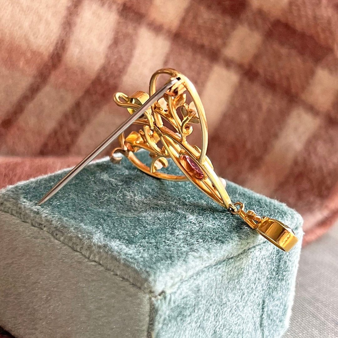 Back detail antique convertible brooch pendant suffragette jewelry