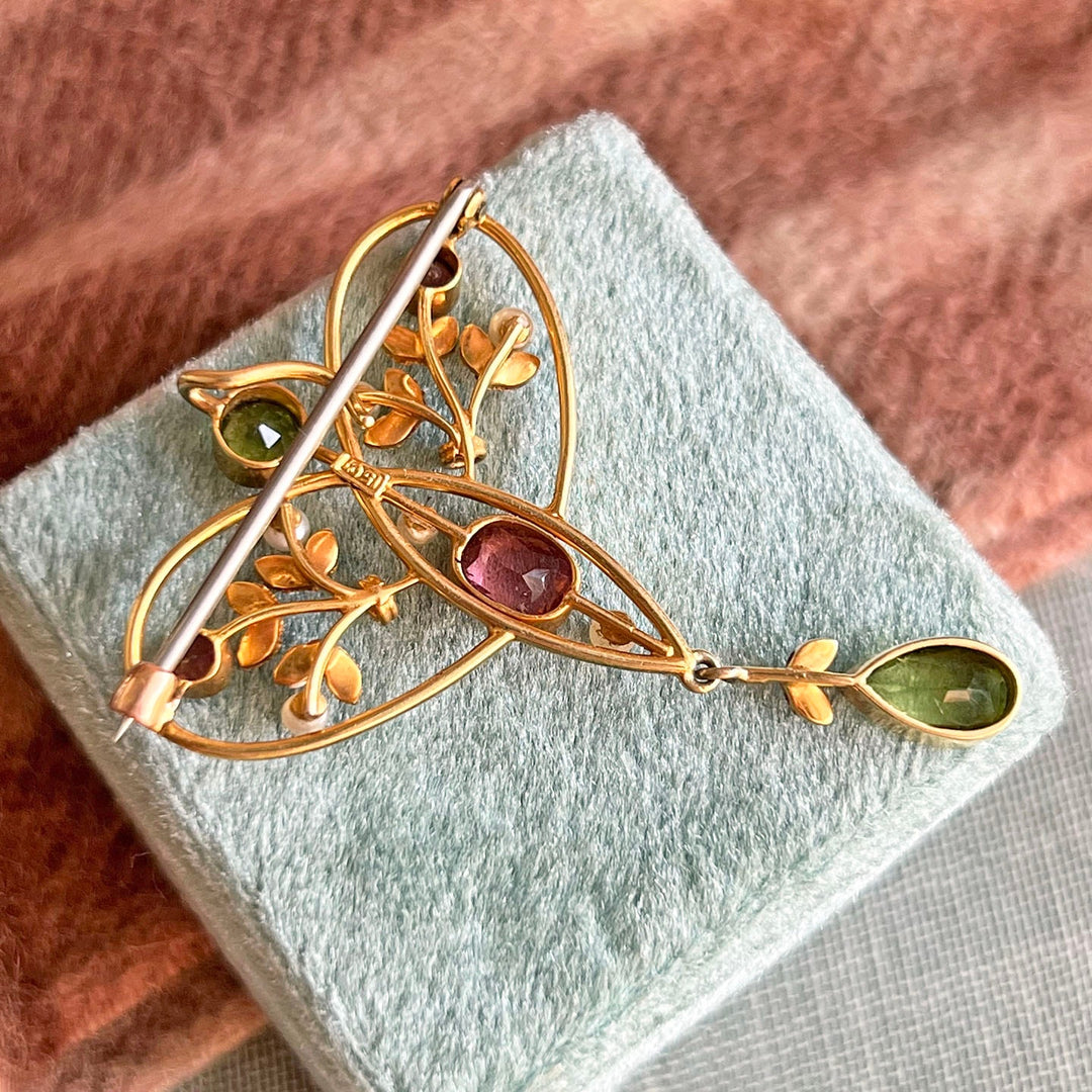 Back detail antique convertible brooch pendant suffragette jewelry