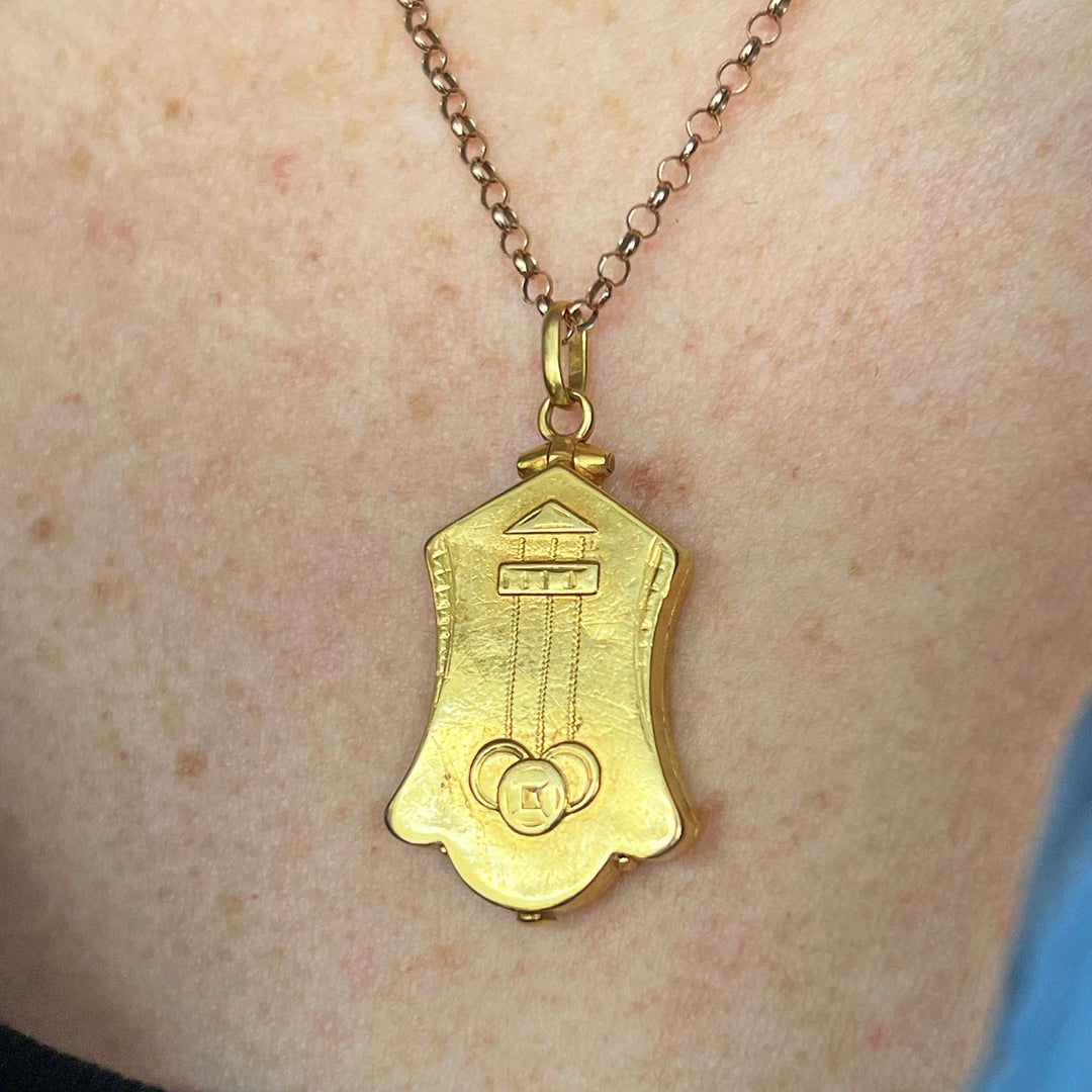 Detailed view of engraved gold surface