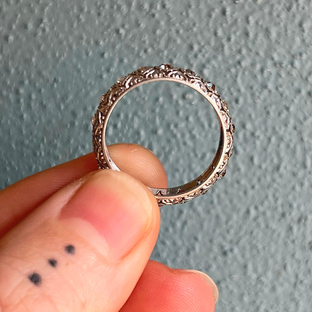 Antique Art Deco Eternity Band Platinum Diamond, c.1920