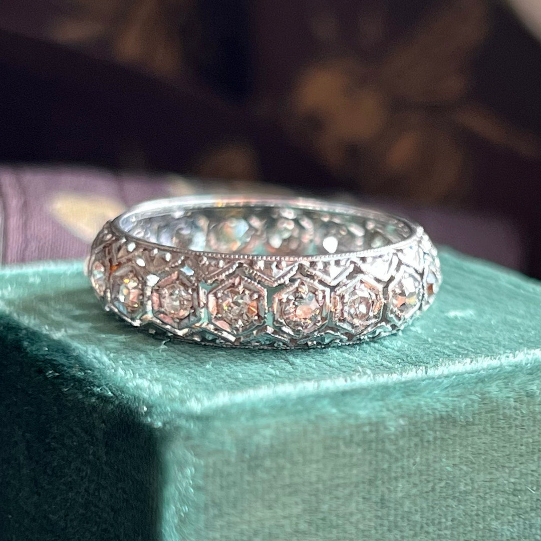 Antique Art Deco Eternity Band Platinum Diamond, c.1920