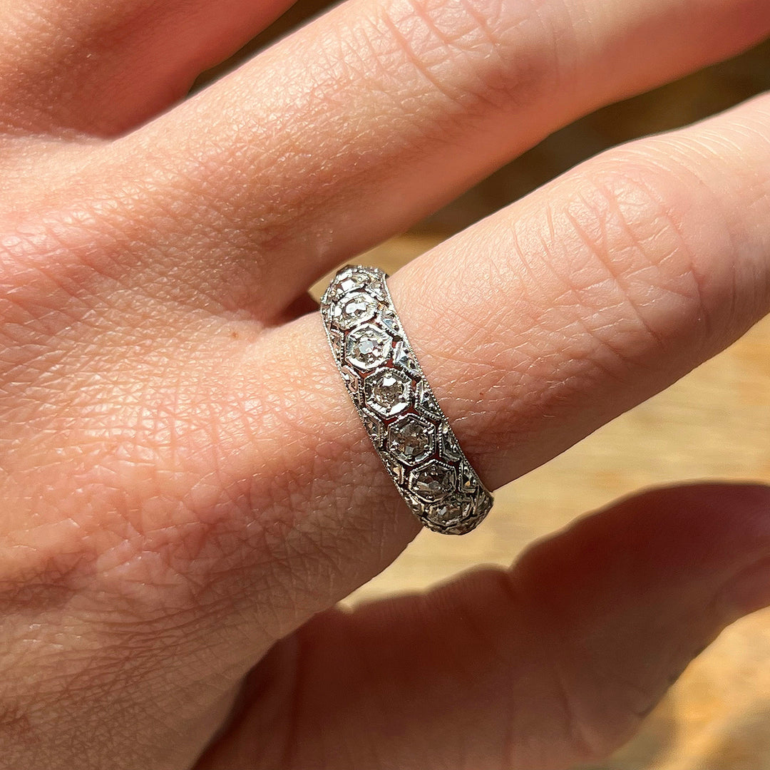 Antique Art Deco Eternity Band Platinum Diamond, c.1920