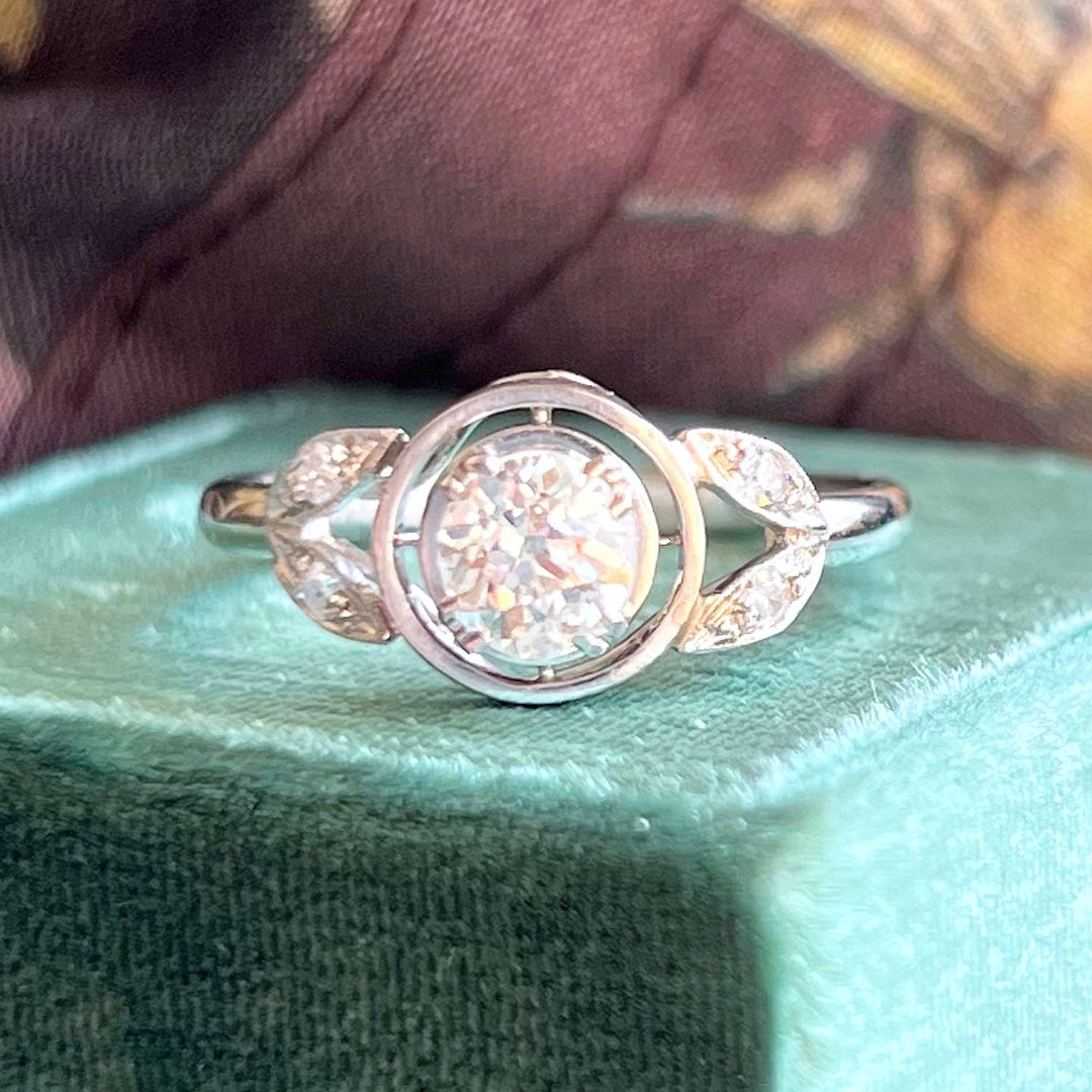  Antique Art Deco French 18 karat gold old-cut diamond solitaire ring circa 1930