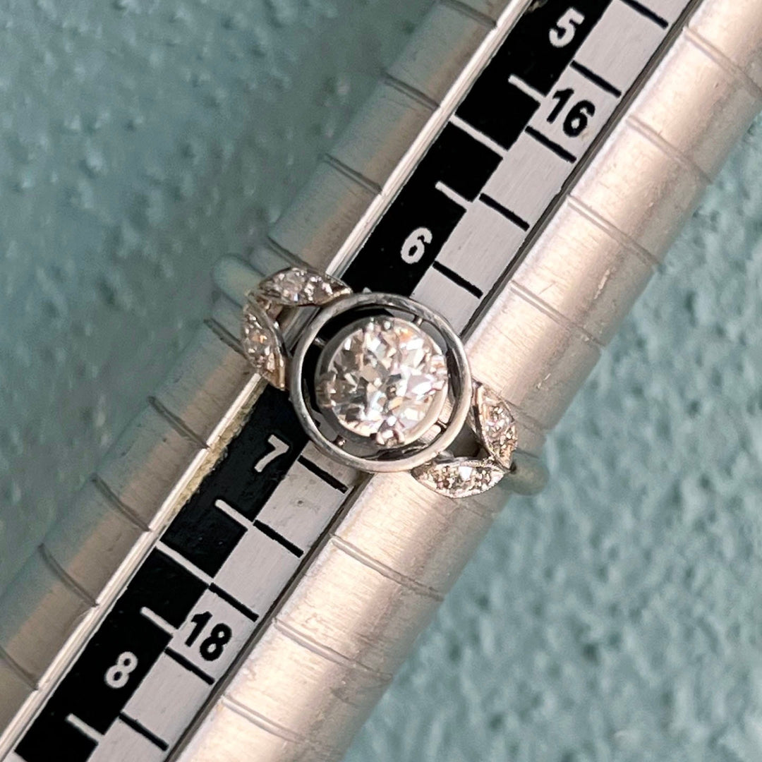 Estate Art Deco old-cut diamond ring detail