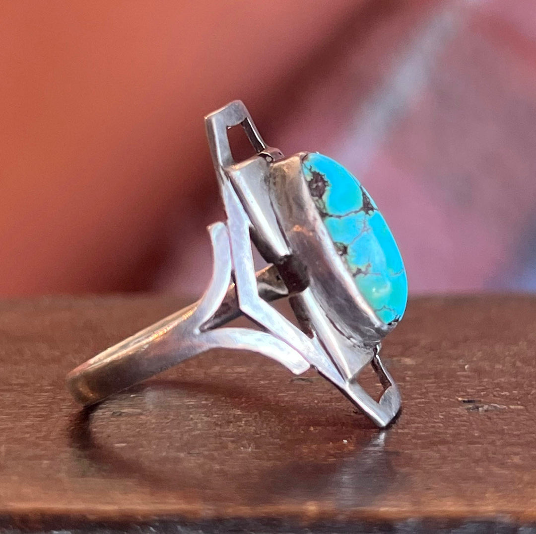 Antique Art Deco Ring Silver Turquoise, c.1920