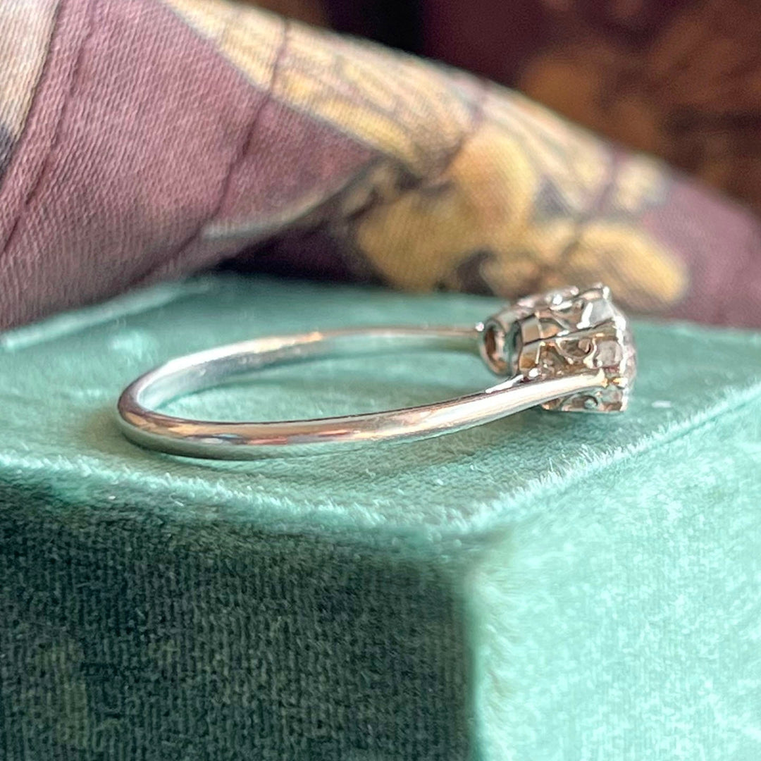 Antique Art Deco Three Stone Diamond Ring in Platinum, Circa 1920