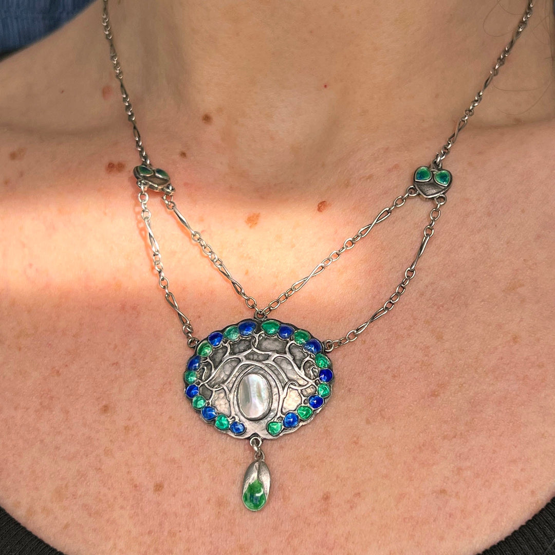 Antique Art Nouveau Murrle Bennett silver necklace