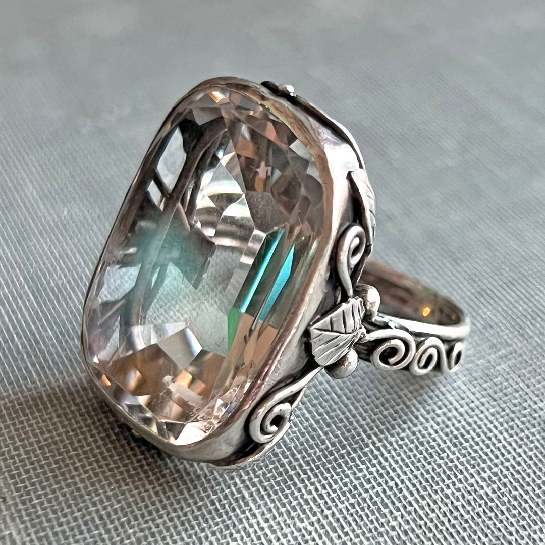Side profile of antique crystal ring
