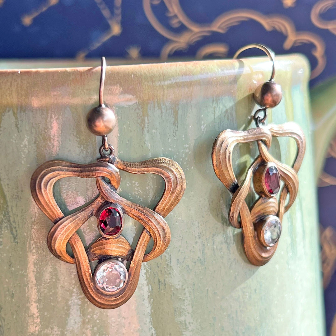 Antique Art Nouveau Silver Gilt Paste Drop Earrings, c. 1900