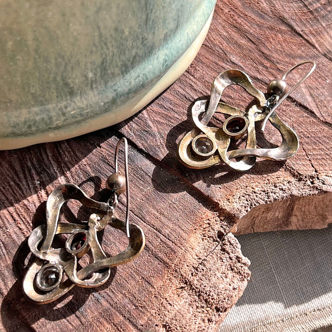 Detail of paste stone setting Art Nouveau earrings