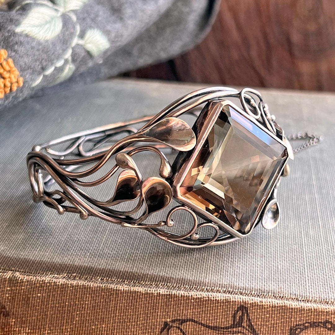 Detailed view of artisan silver setting