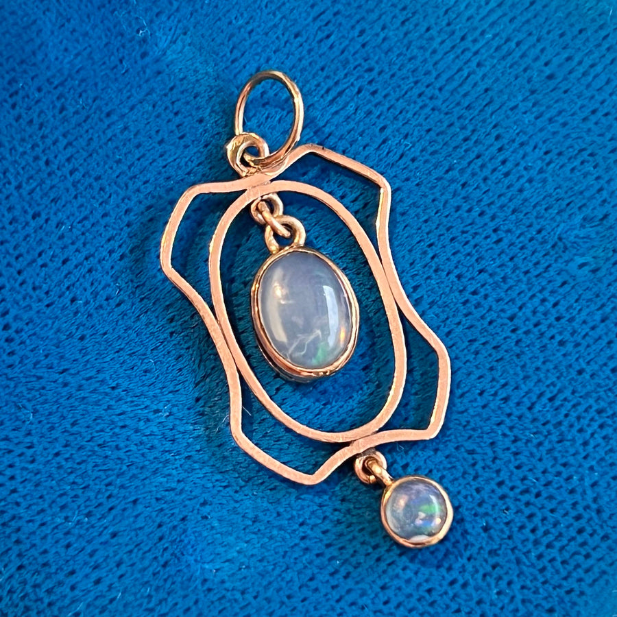 Antique Arts and Crafts Opal Gold Pendant c. 1910