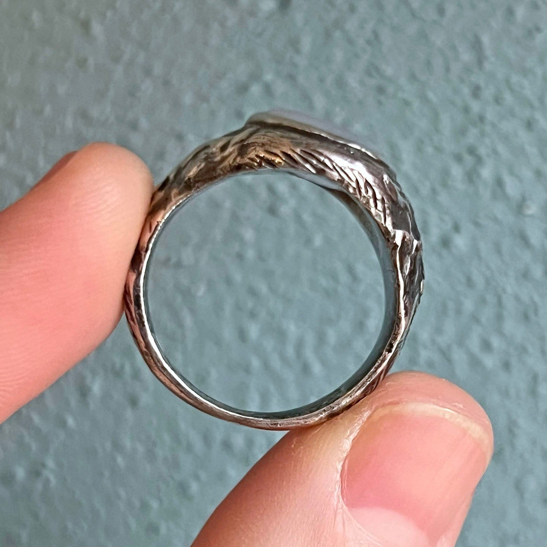 Antique Austro-Hungarian Silver Chalcedony Figural Ring c.1910