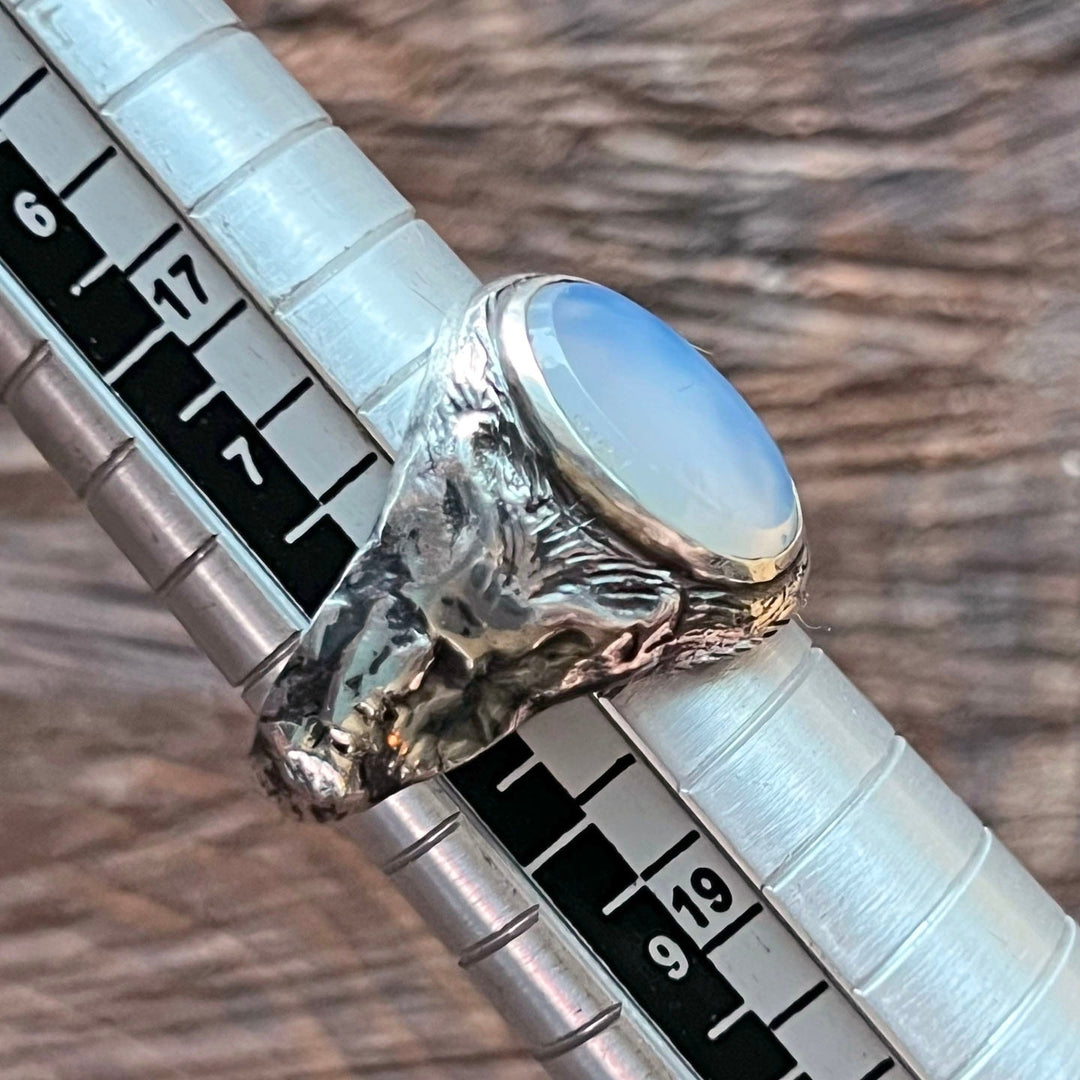 Antique Austro-Hungarian Silver Chalcedony Figural Ring c.1910