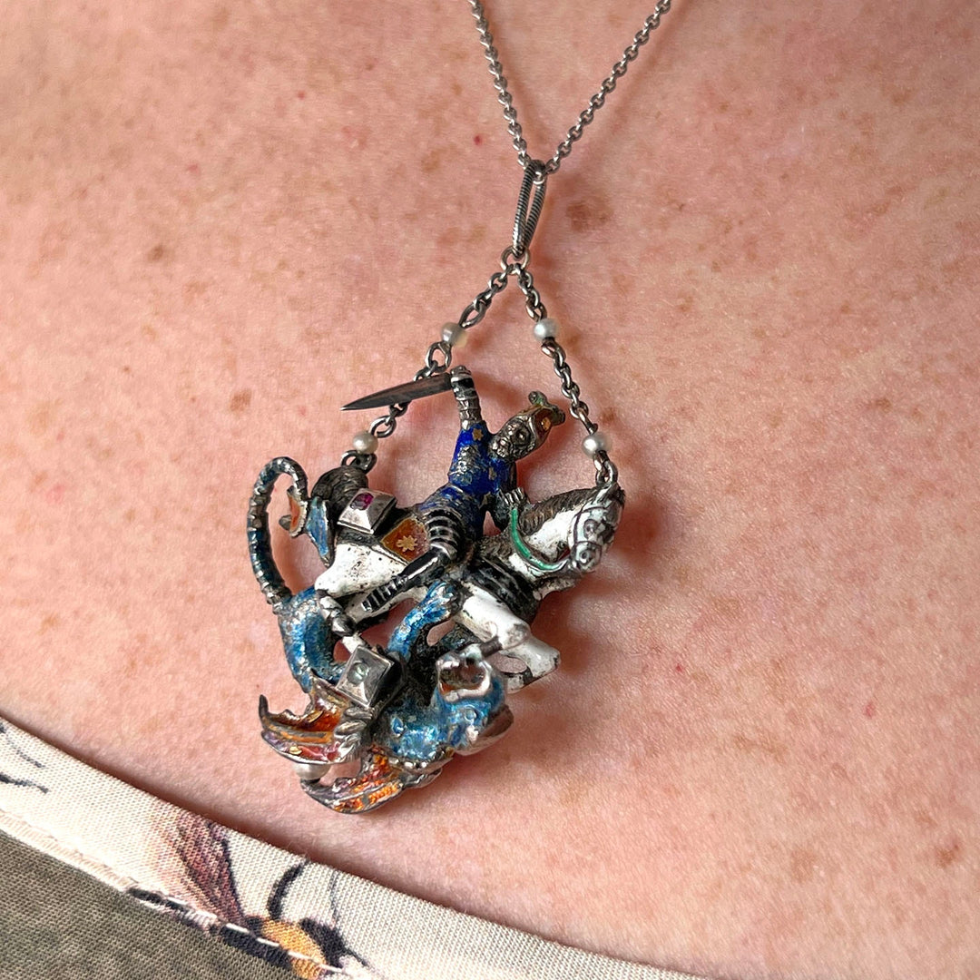 Antique Austro Hungarian pendant worn as statement necklace