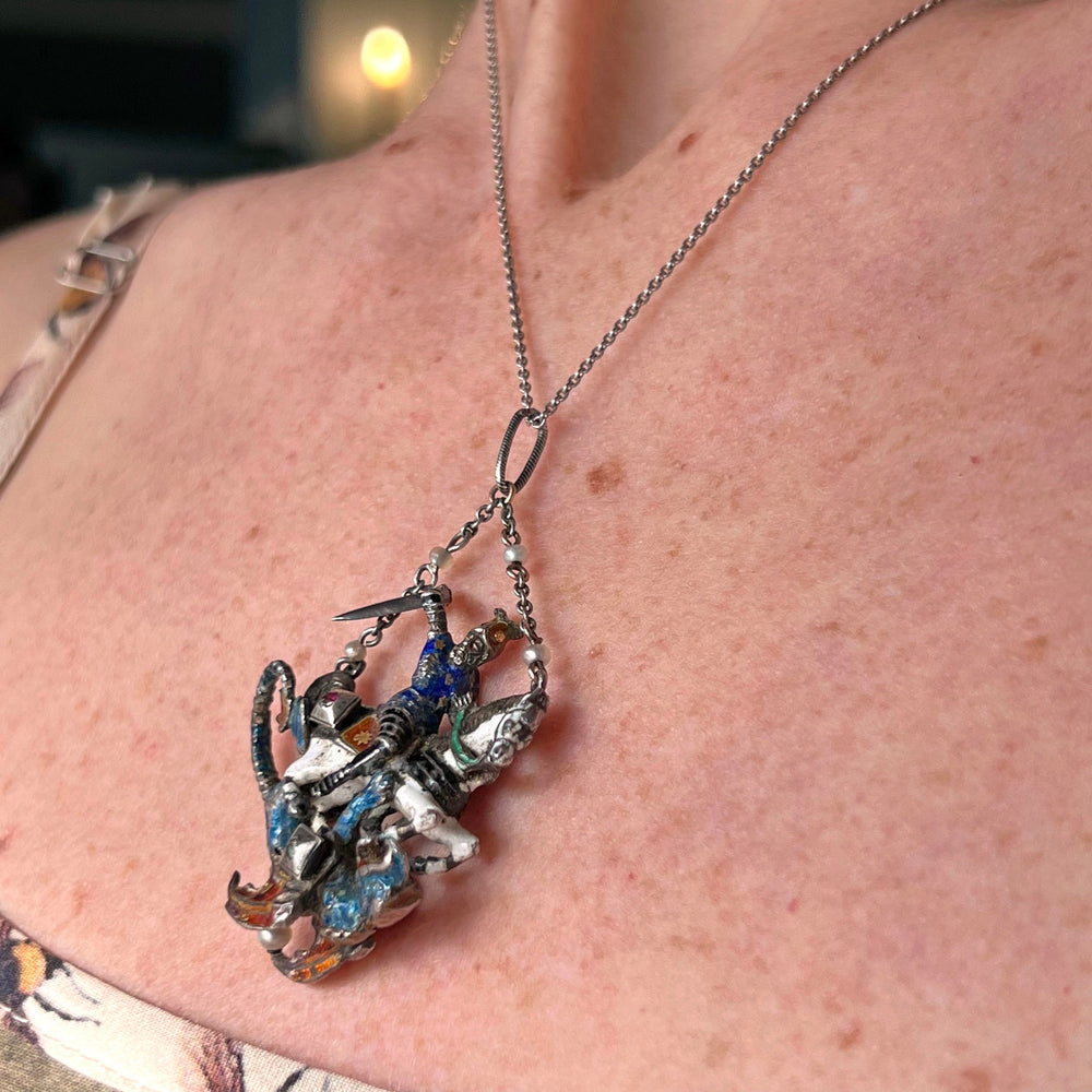 Antique Austro Hungarian pendant worn as statement necklace