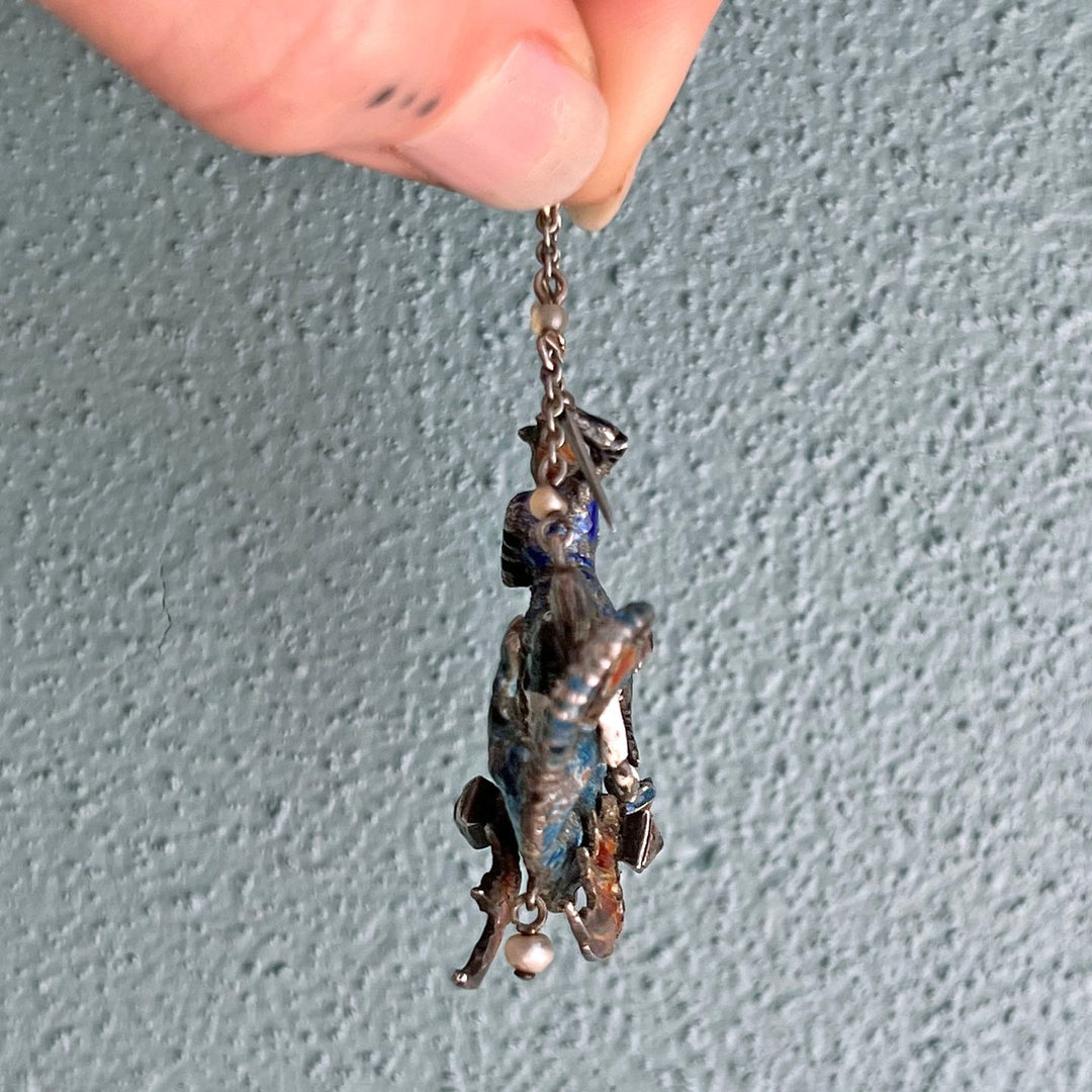 Side profile Austro Hungarian pendant ornate silver design