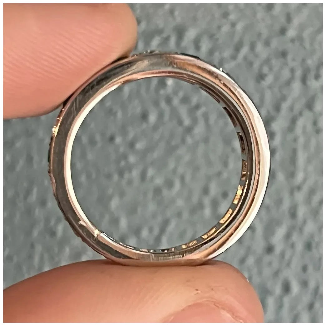 Antique Belle Epoque French Eternity Band Gold Platinum Emerald Diamond, c.1910