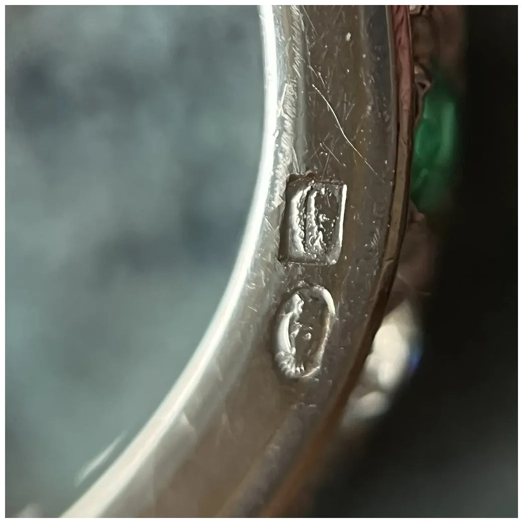 Antique Belle Epoque French Eternity Band Gold Platinum Emerald Diamond, c.1910