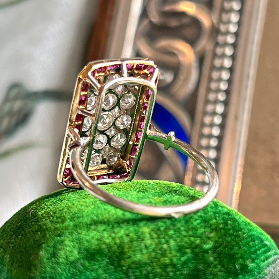 Antique Belle Epoque Gold Platinum Ring Ruby Diamond, c. 1910