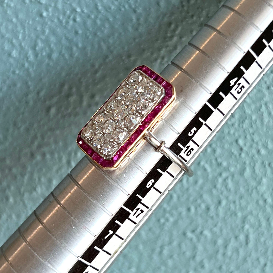 Antique Belle Epoque Gold Platinum Ring Ruby Diamond, c. 1910