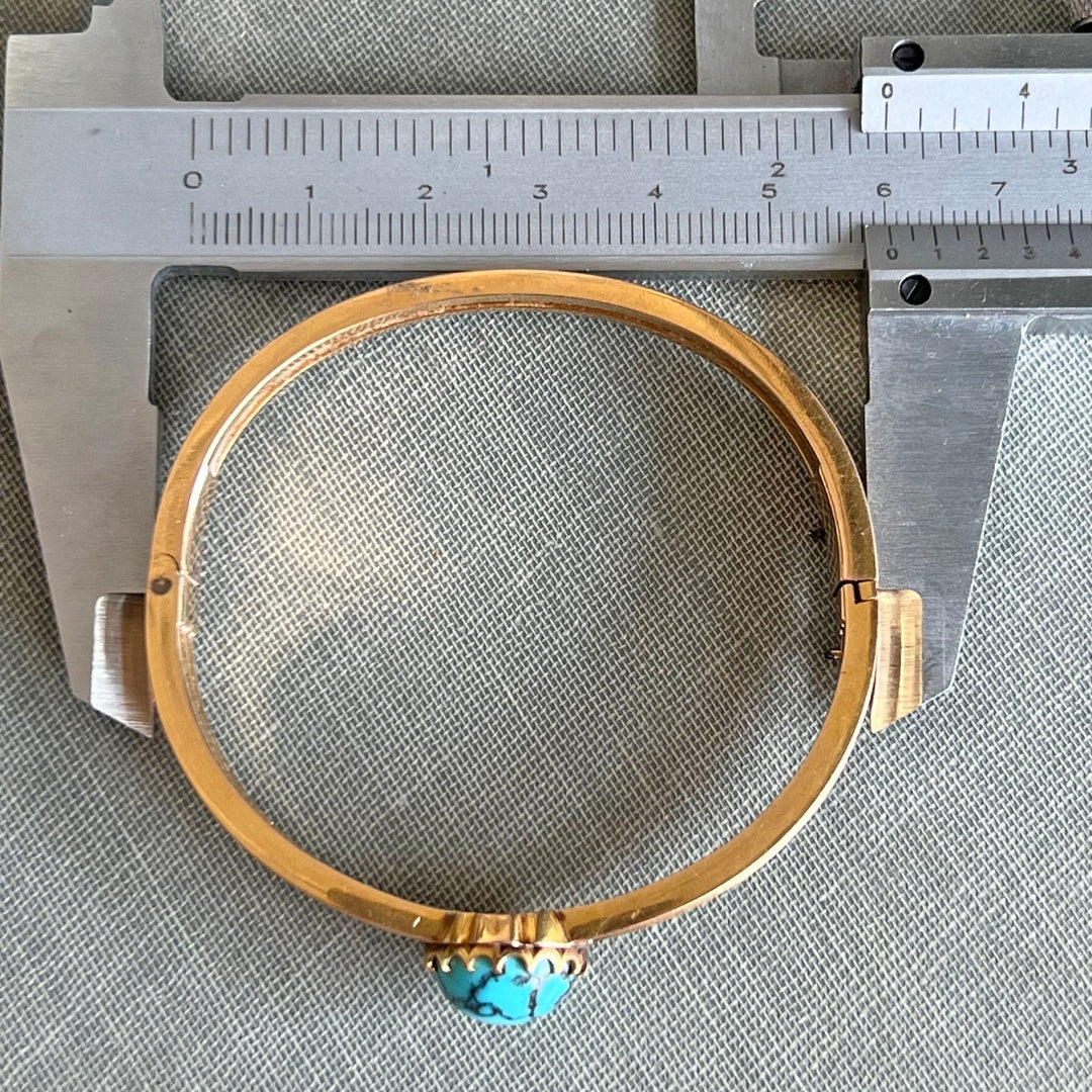 Antique Belle Époque French Bangle Bracelet Gold Turquoise, c.1900