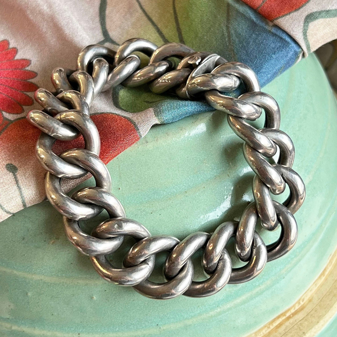 Antique Bracelet Silver Curb Link, Sweden c. 1900