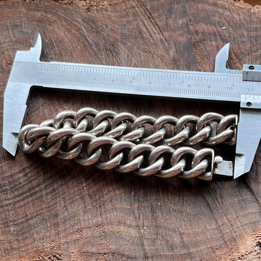 Antique Bracelet Silver Curb Link, Sweden c. 1900