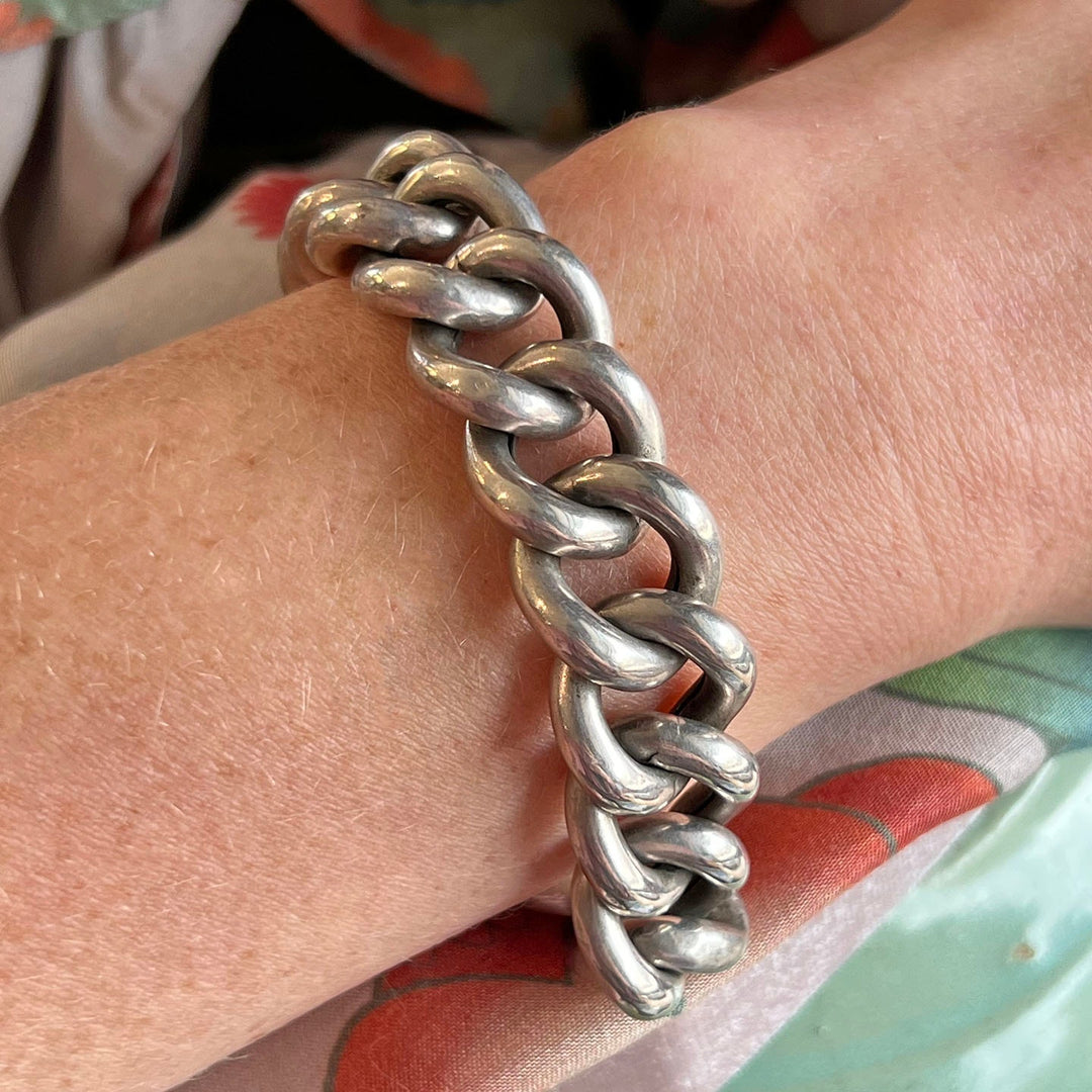 Antique Bracelet Silver Curb Link, Sweden c. 1900