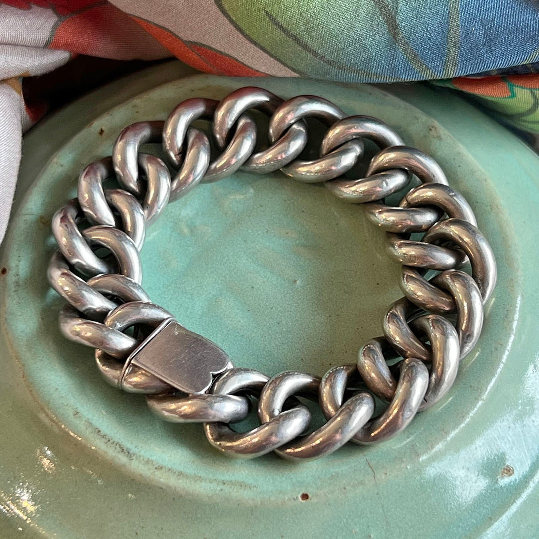 Antique Bracelet Silver Curb Link, Sweden c. 1900