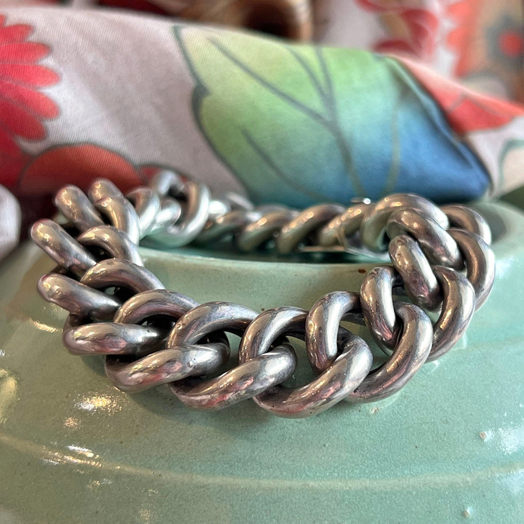 Antique Bracelet Silver Curb Link, Sweden c. 1900