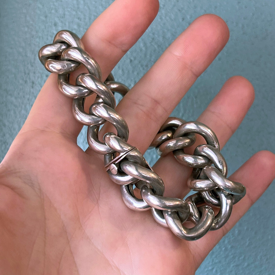 Antique Bracelet Silver Curb Link, Sweden c. 1900