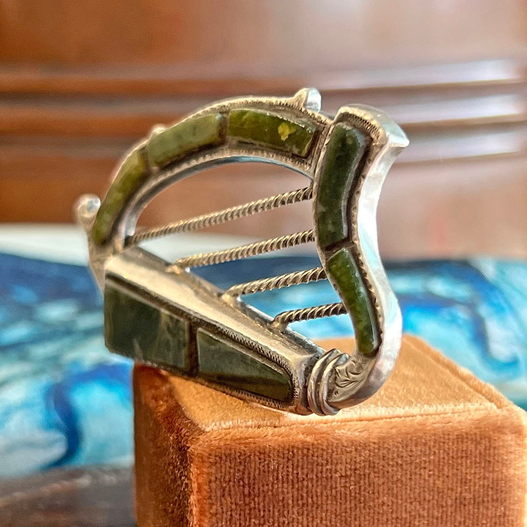 Antique Connemara Marble Harp Brooch Silver Birmingham 1909