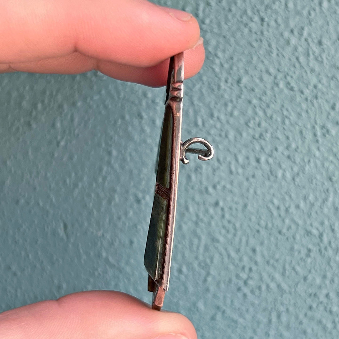 Antique Connemara Marble Harp Brooch Silver Birmingham 1909